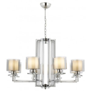 METAL and GLASS CHROME and ANTIQUE COLOR CHANDELIER 80 CM DIAMETER LOAD: 90 CM